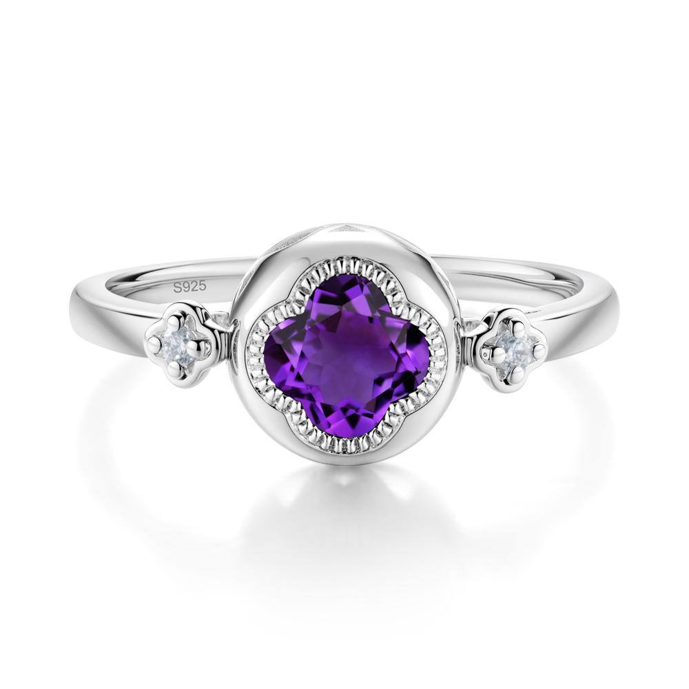 Milgrain Clover Cut Amethyst Ring - LUO Jewelry #metal_sterling silver