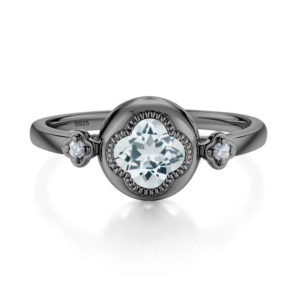 Quatrefoil Inspired Aquamarine Statement Ring - LUO Jewelry #metal_black finish sterling silver