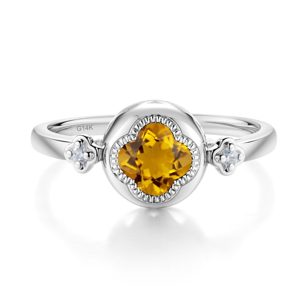 Quatrefoil Inspired Citrine Statement Ring - LUO Jewelry #metal_14k white gold