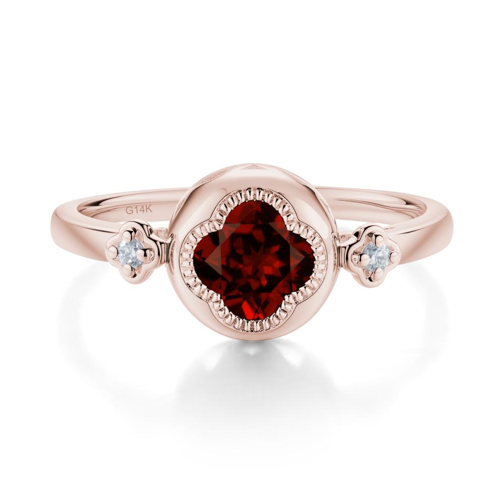 Milgrain Clover Cut Garnet Ring - LUO Jewelry #metal_14k rose gold