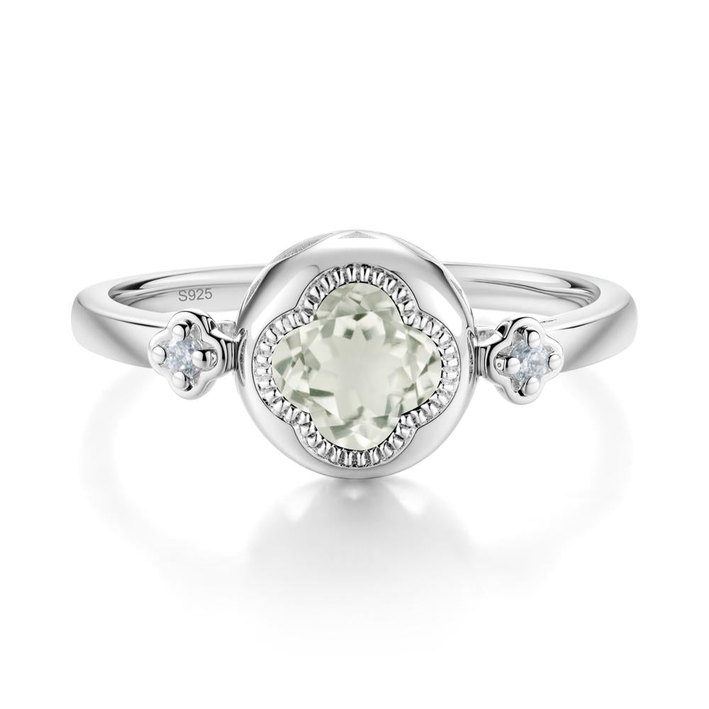Milgrain Clover Cut Green Amethyst Ring - LUO Jewelry #metal_sterling silver