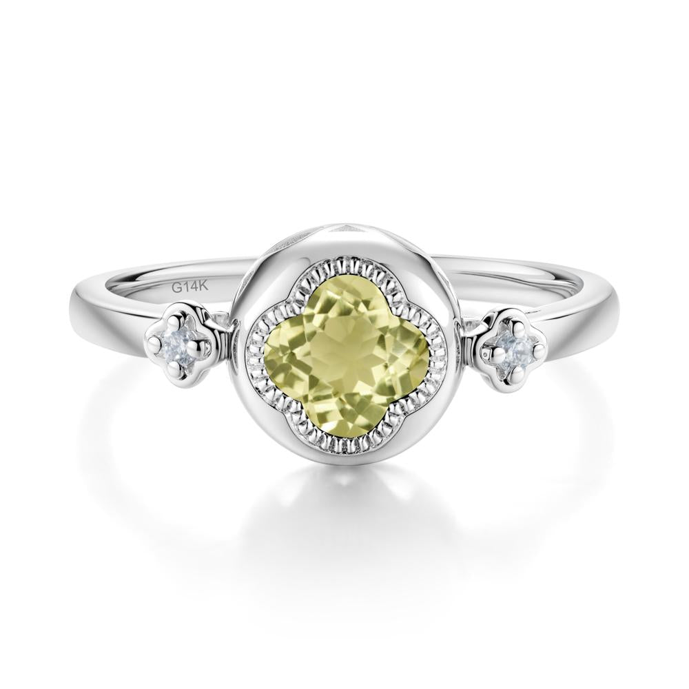 Quatrefoil Inspired Lemon Quartz Statement Ring - LUO Jewelry #metal_14k white gold