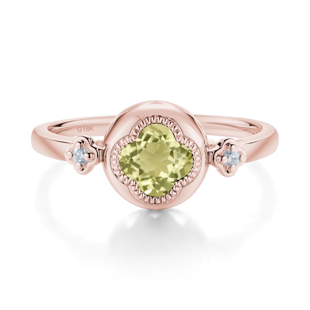 Quatrefoil Inspired Lemon Quartz Statement Ring - LUO Jewelry #metal_18k rose gold