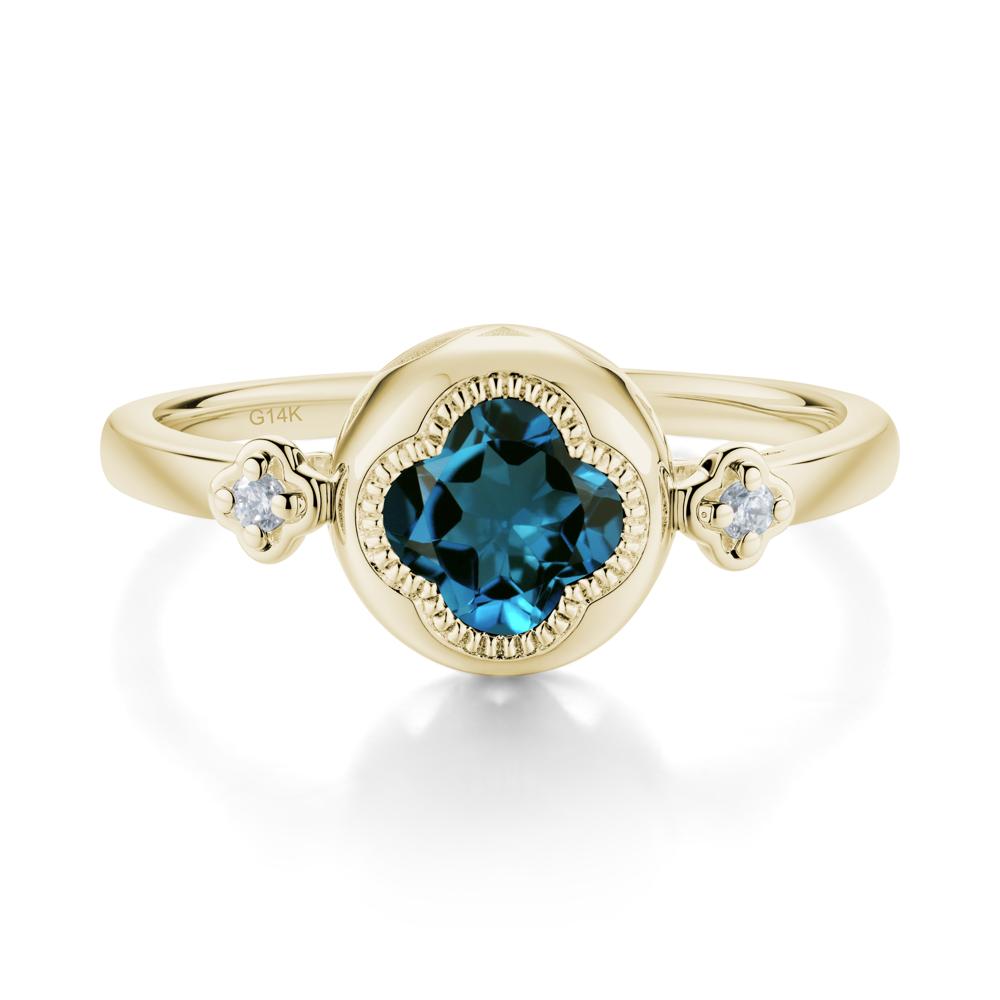Quatrefoil Inspired London Blue Topaz Statement Ring - LUO Jewelry #metal_14k yellow gold