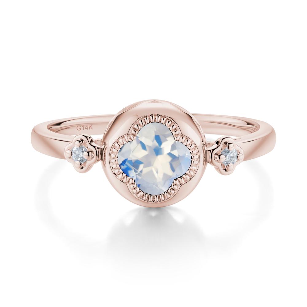 Milgrain Clover Cut Moonstone Ring - LUO Jewelry #metal_14k rose gold