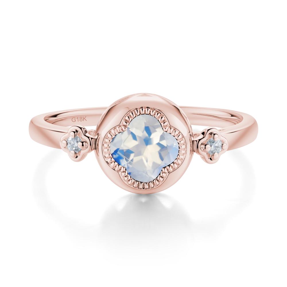 Milgrain Clover Cut Moonstone Ring - LUO Jewelry #metal_18k rose gold