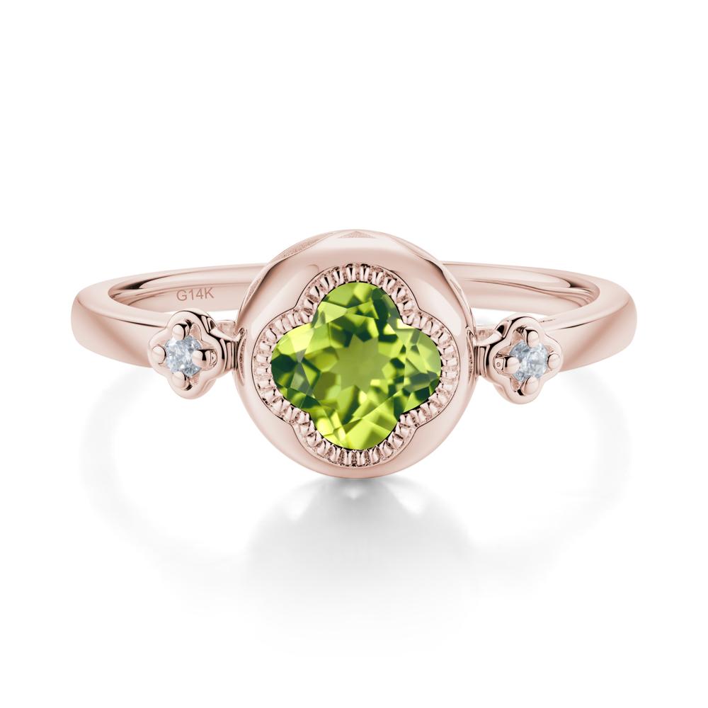 Milgrain Clover Cut Peridot Ring - LUO Jewelry #metal_14k rose gold