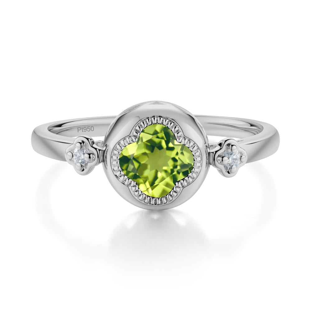 Milgrain Clover Cut Peridot Ring - LUO Jewelry #metal_platinum