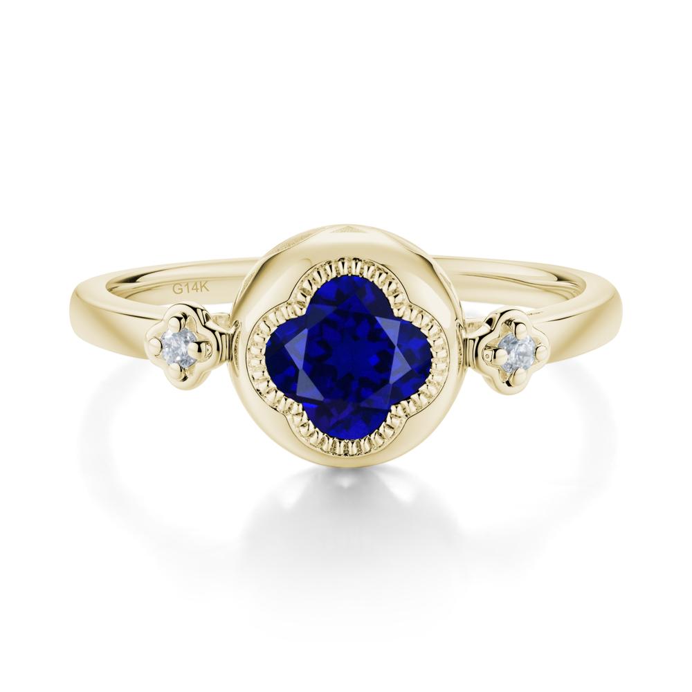 Milgrain Clover Cut Sapphire Ring - LUO Jewelry #metal_14k yellow gold