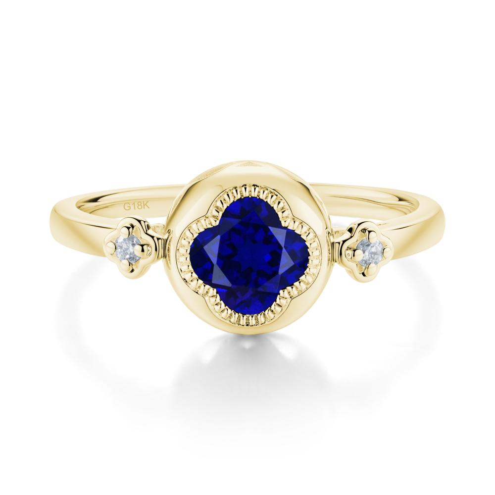 Milgrain Clover Cut Sapphire Ring - LUO Jewelry #metal_18k yellow gold