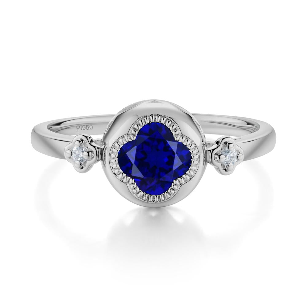 Milgrain Clover Cut Sapphire Ring - LUO Jewelry #metal_platinum