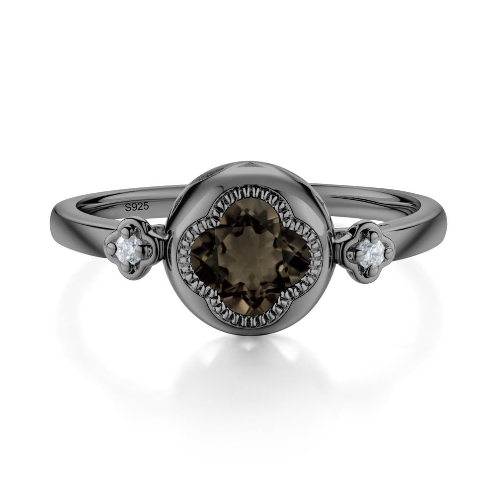 Quatrefoil Inspired Smoky Quartz Statement Ring - LUO Jewelry #metal_black finish sterling silver