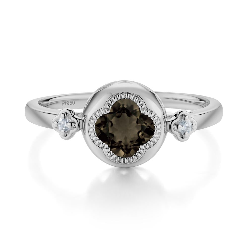 Quatrefoil Inspired Smoky Quartz Statement Ring - LUO Jewelry #metal_platinum