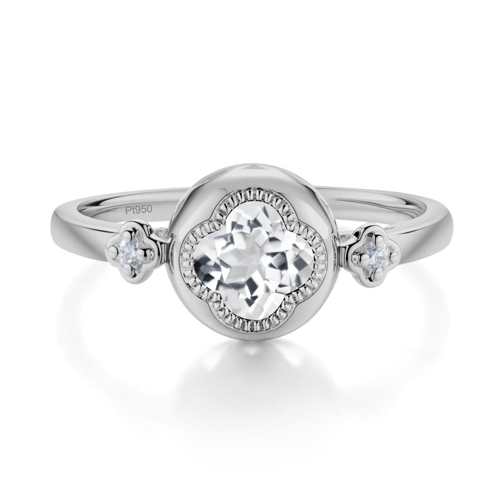 Milgrain Clover Cut White Topaz Ring - LUO Jewelry #metal_platinum