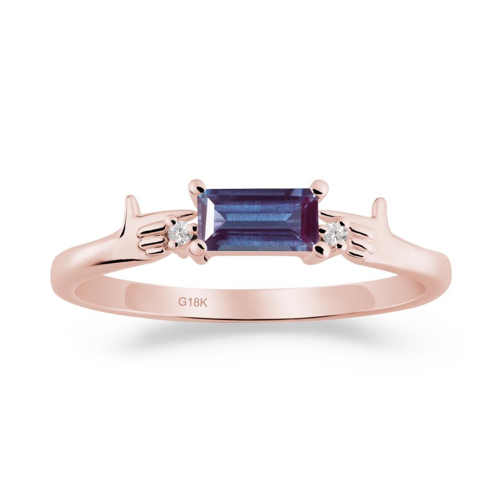 Creative Baguette Alexandrite Ring - LUO Jewelry #metal_18k rose gold