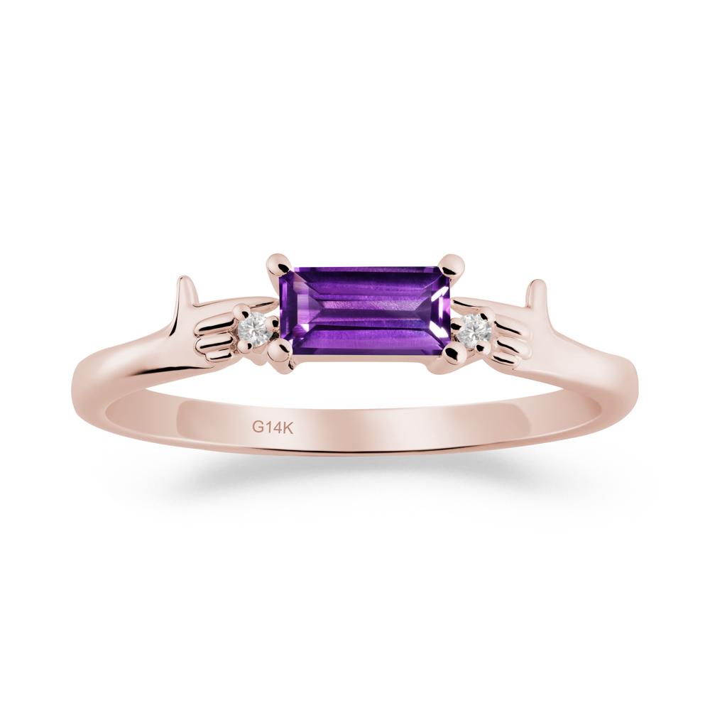 Creative Baguette Amethyst Ring - LUO Jewelry #metal_14k rose gold