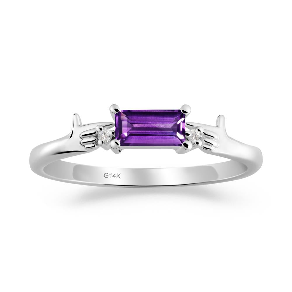 Creative Baguette Amethyst Ring - LUO Jewelry #metal_14k white gold
