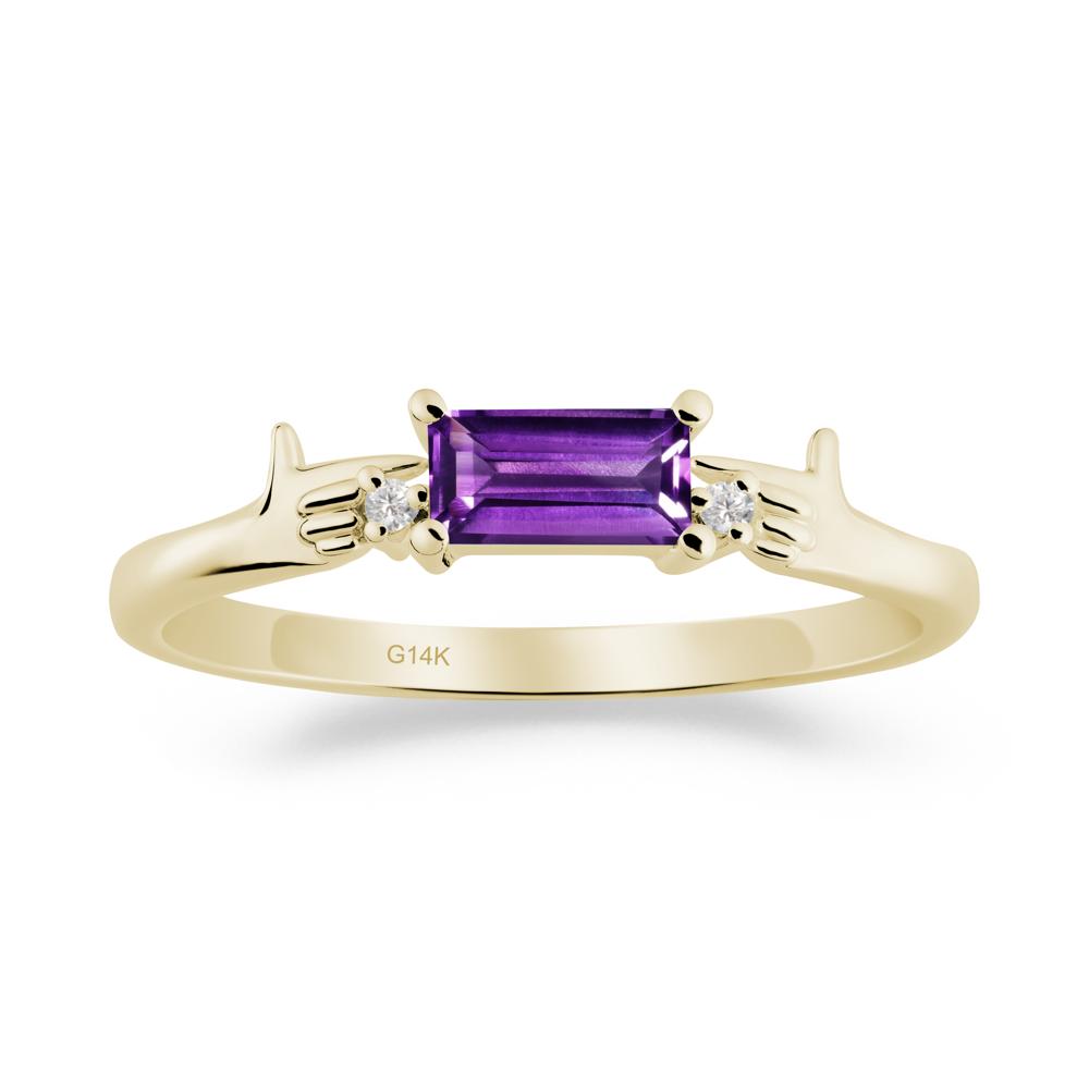 Creative Baguette Amethyst Ring - LUO Jewelry #metal_14k yellow gold