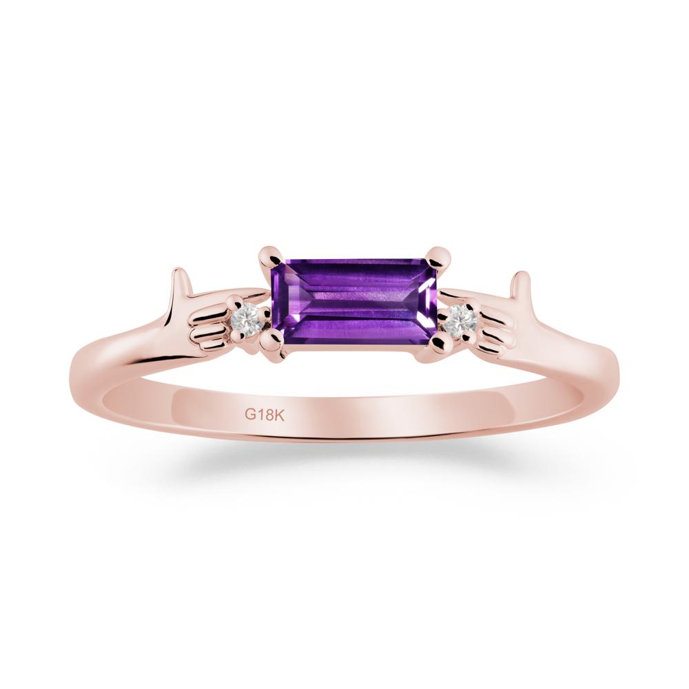 Creative Baguette Amethyst Ring - LUO Jewelry #metal_18k rose gold