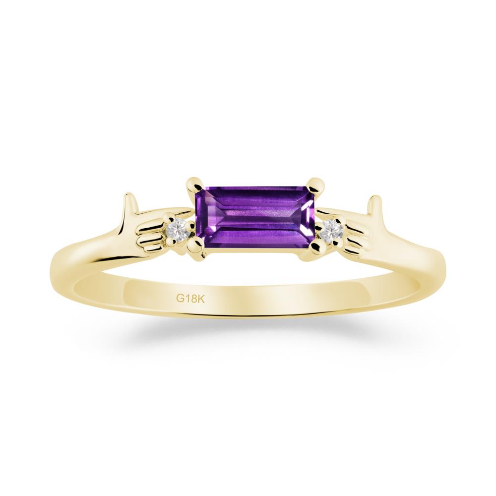 Creative Baguette Amethyst Ring - LUO Jewelry #metal_18k yellow gold