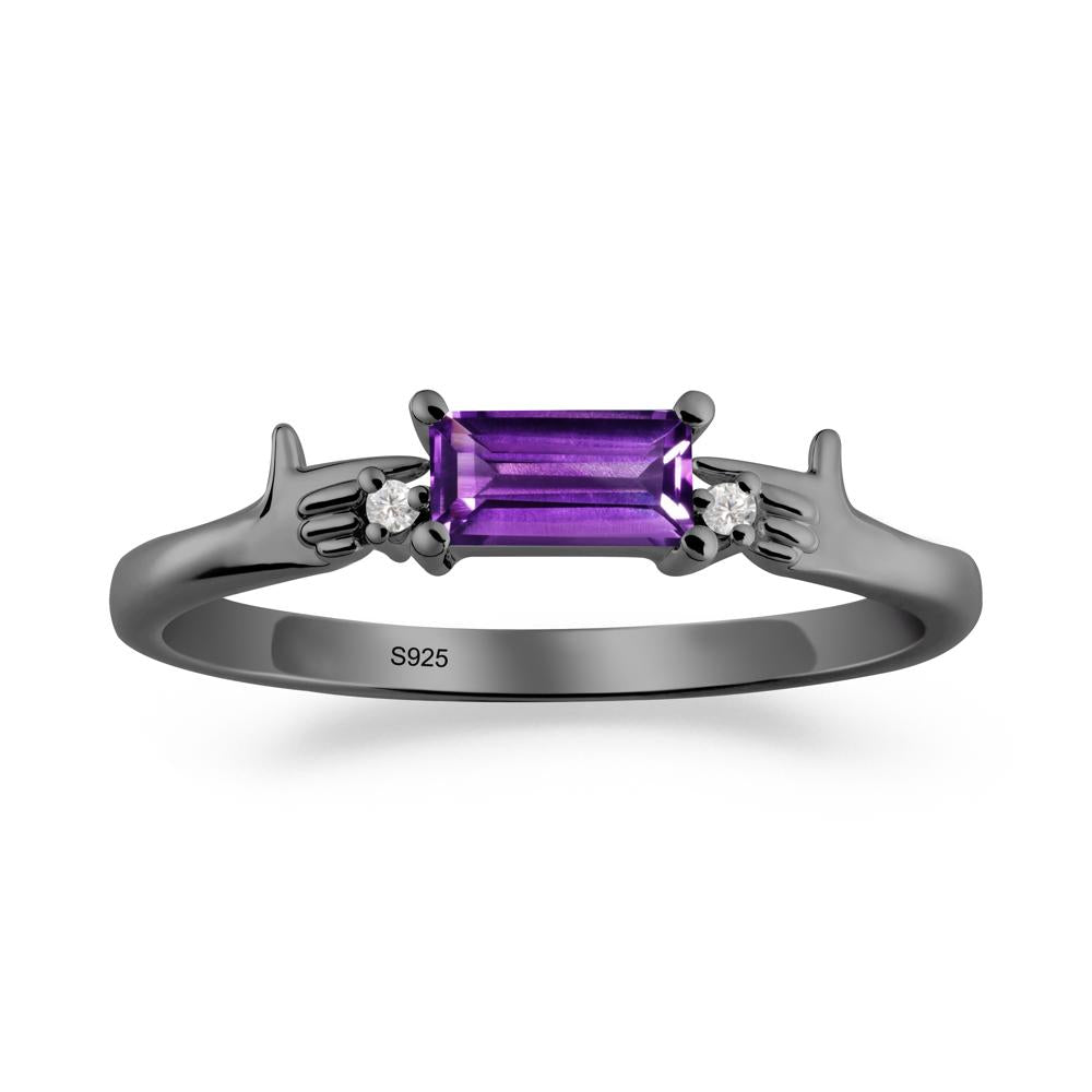 Creative Baguette Amethyst Ring - LUO Jewelry #metal_black finish sterling silver