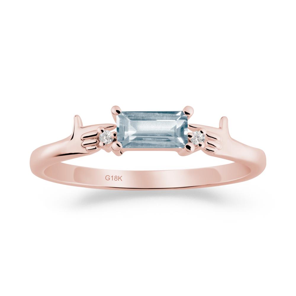 Creative Baguette Aquamarine Ring - LUO Jewelry #metal_18k rose gold