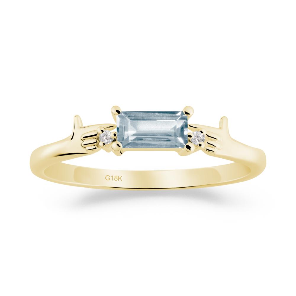 Creative Baguette Aquamarine Ring - LUO Jewelry #metal_18k yellow gold