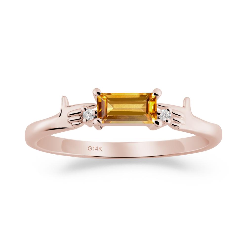 Creative Baguette Citrine Ring - LUO Jewelry #metal_14k rose gold