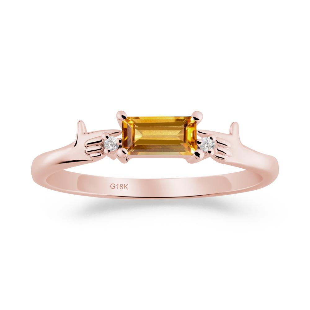 Creative Baguette Citrine Ring - LUO Jewelry #metal_18k rose gold
