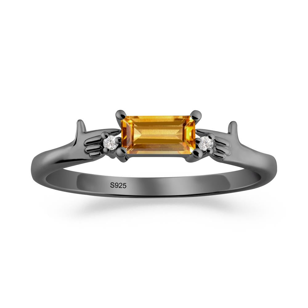 Creative Baguette Citrine Ring - LUO Jewelry #metal_black finish sterling silver