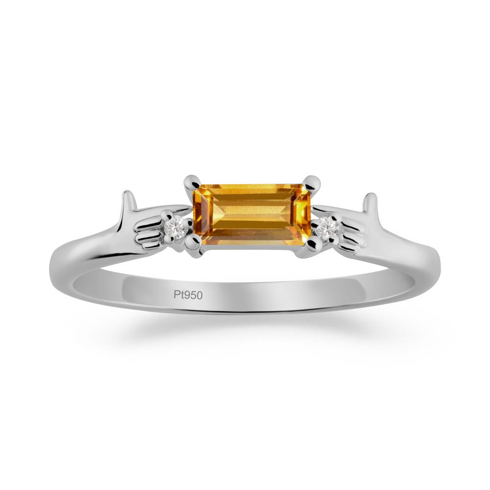 Creative Baguette Citrine Ring - LUO Jewelry #metal_platinum