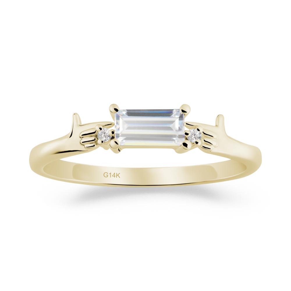 Creative Baguette Cubic Zirconia Ring - LUO Jewelry #metal_14k yellow gold