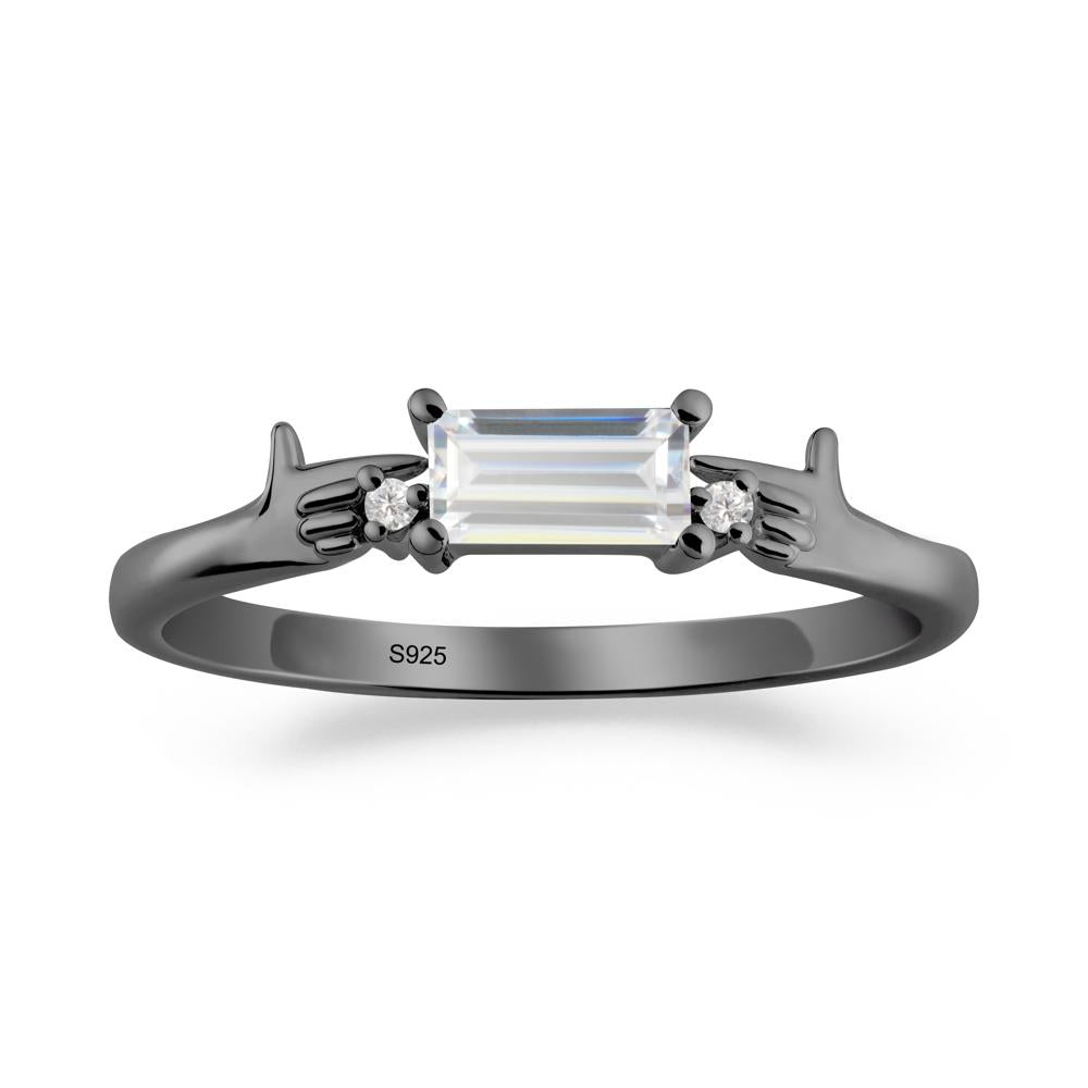 Creative Baguette Cubic Zirconia Ring - LUO Jewelry #metal_black finish sterling silver