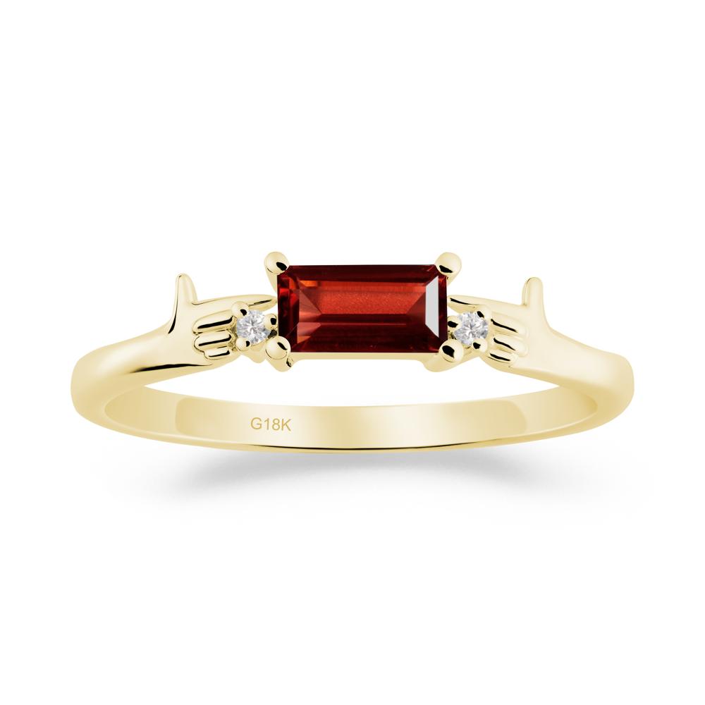 Creative Baguette Garnet Ring - LUO Jewelry #metal_18k yellow gold