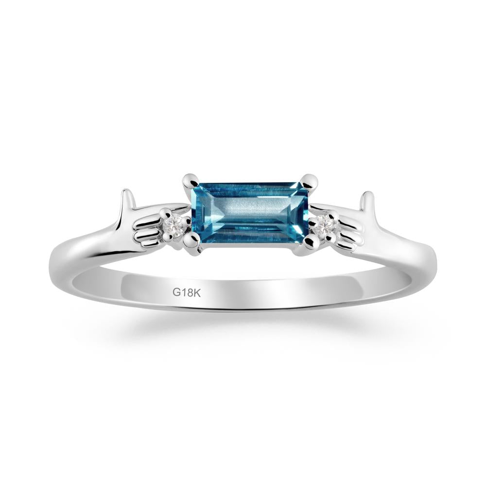 Creative Baguette London Blue Topaz Ring - LUO Jewelry #metal_18k white gold