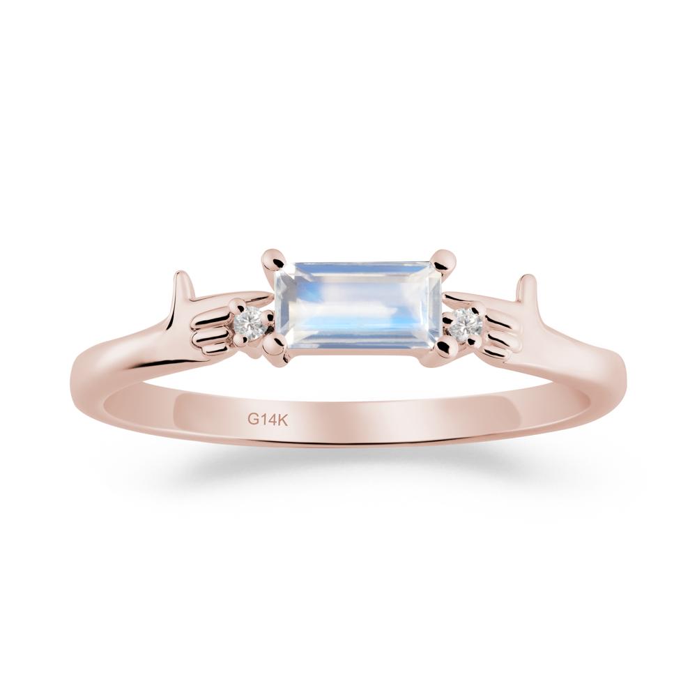 Creative Baguette Moonstone Ring - LUO Jewelry #metal_14k rose gold