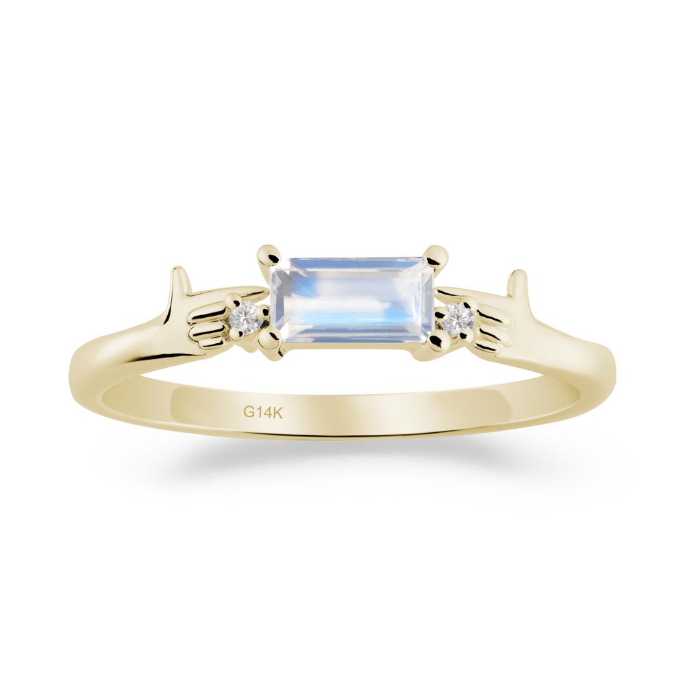 Creative Baguette Moonstone Ring - LUO Jewelry #metal_14k yellow gold