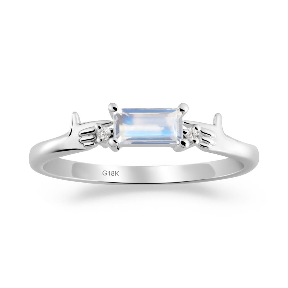 Creative Baguette Moonstone Ring - LUO Jewelry #metal_18k white gold