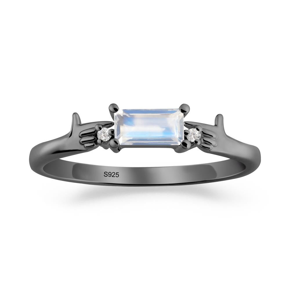 Creative Baguette Moonstone Ring - LUO Jewelry #metal_black finish sterling silver