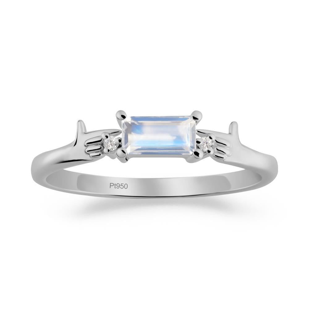 Creative Baguette Moonstone Ring - LUO Jewelry #metal_platinum