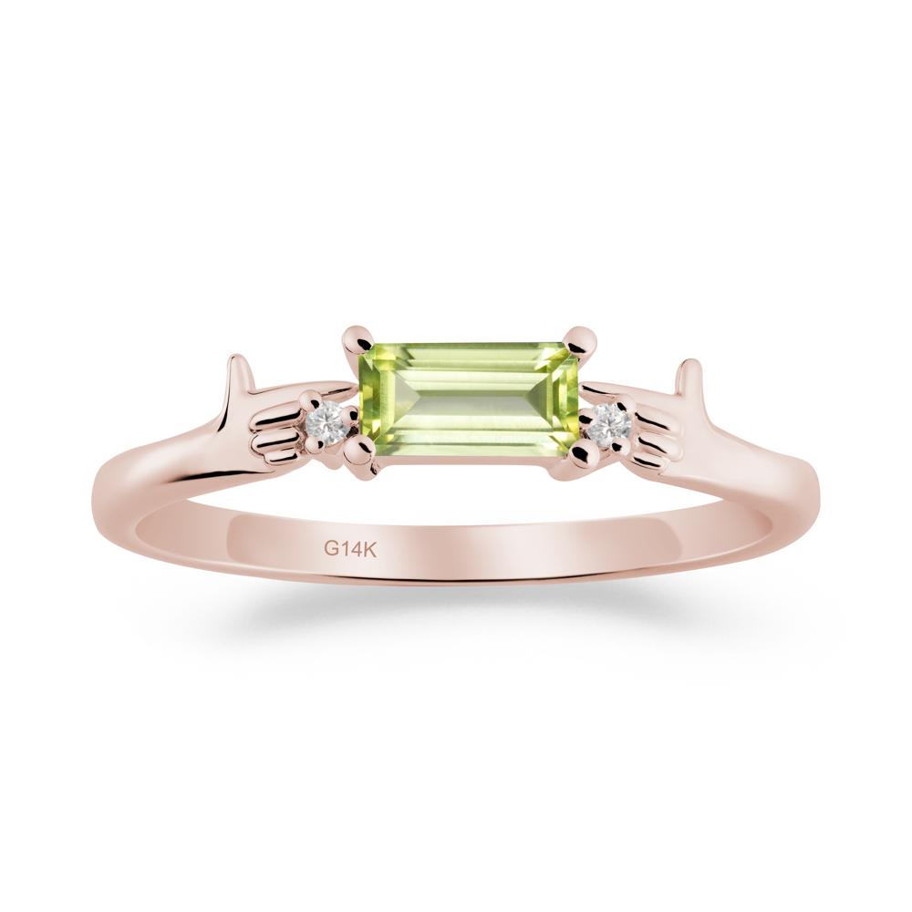 Creative Baguette Peridot Ring - LUO Jewelry #metal_14k rose gold