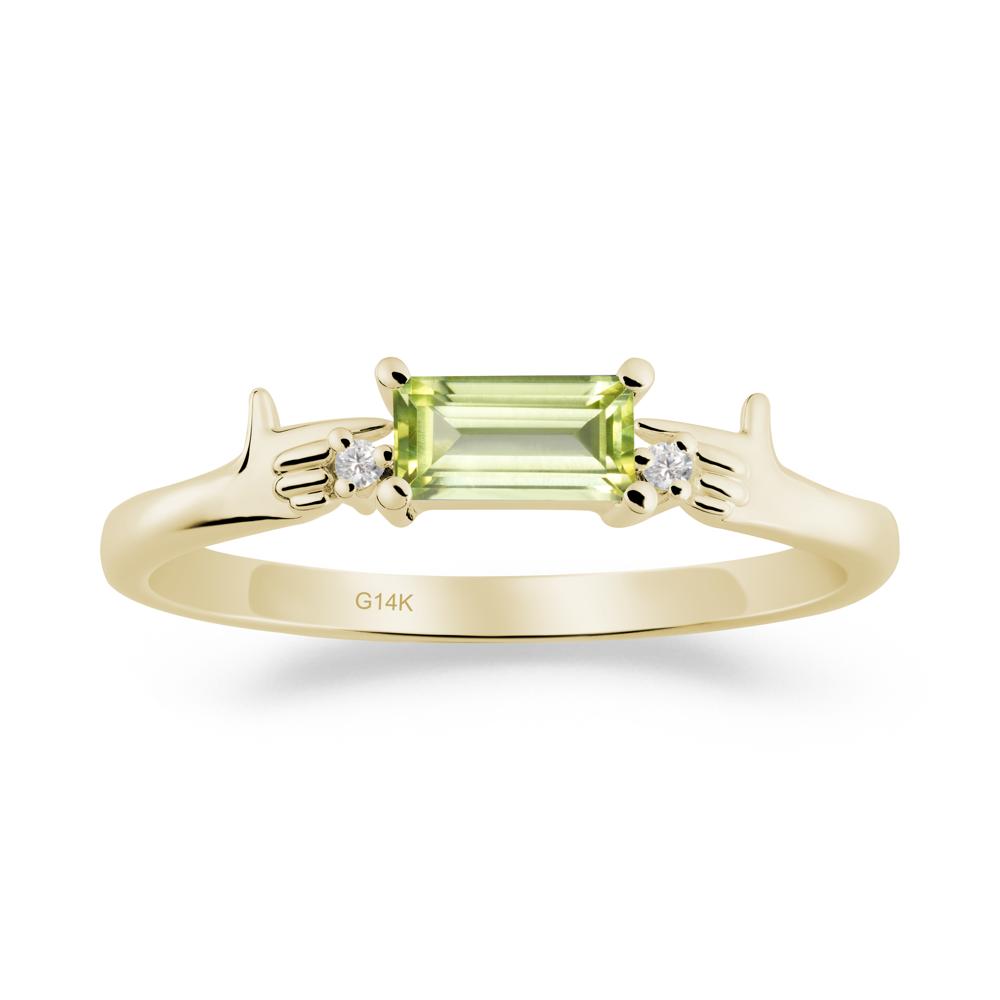 Creative Baguette Peridot Ring - LUO Jewelry #metal_14k yellow gold