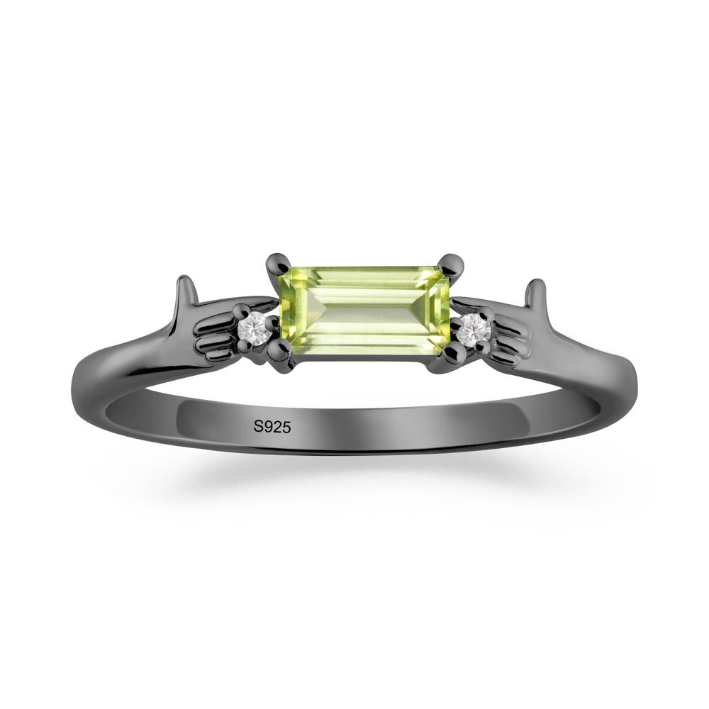 Creative Baguette Peridot Ring - LUO Jewelry #metal_black finish sterling silver