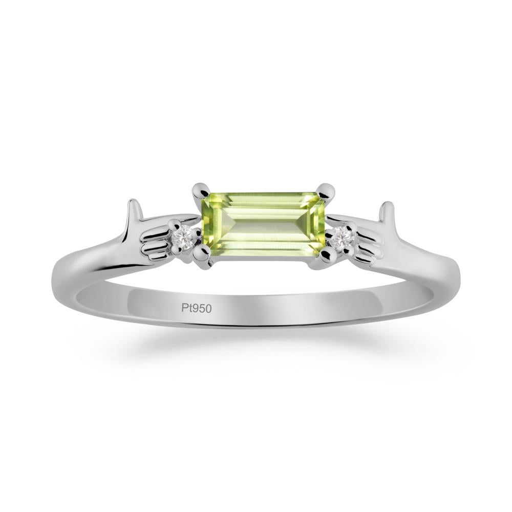 Creative Baguette Peridot Ring - LUO Jewelry #metal_platinum