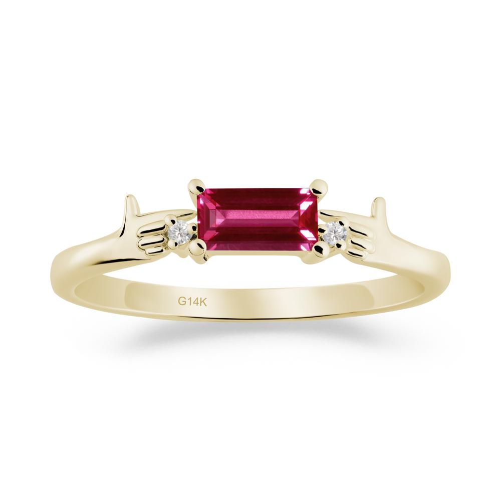 Creative Baguette Ruby Ring - LUO Jewelry #metal_14k yellow gold