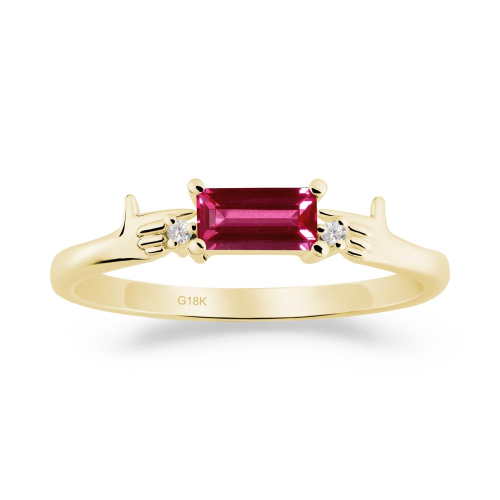 Creative Baguette Ruby Ring - LUO Jewelry #metal_18k yellow gold