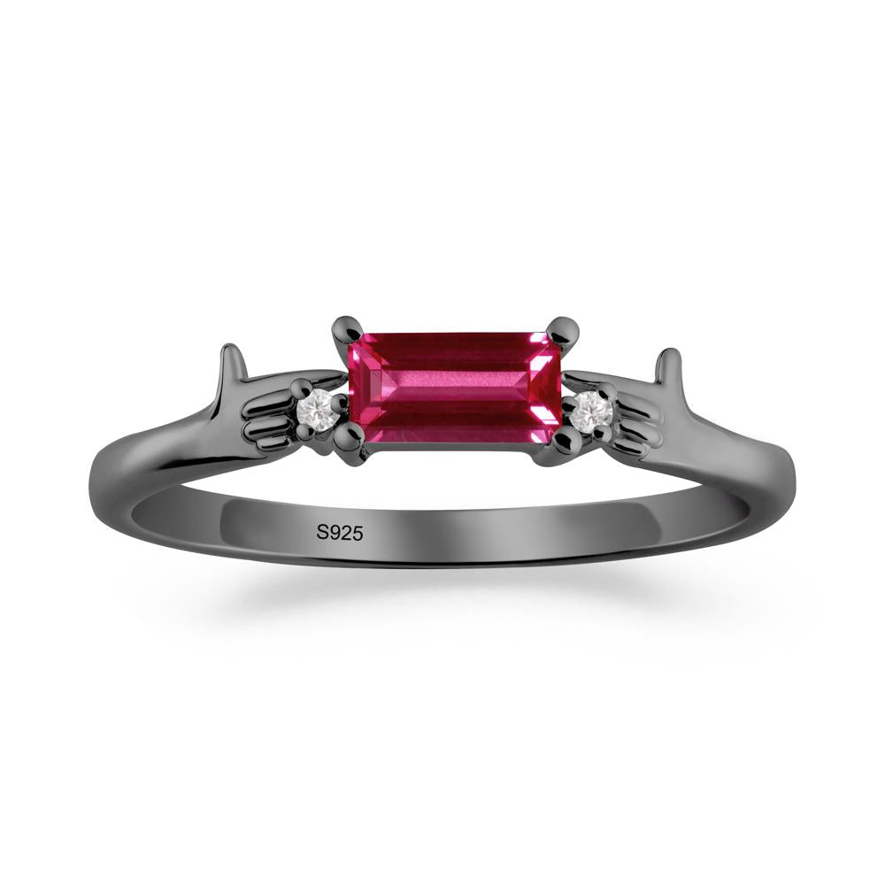 Creative Baguette Ruby Ring - LUO Jewelry #metal_black finish sterling silver