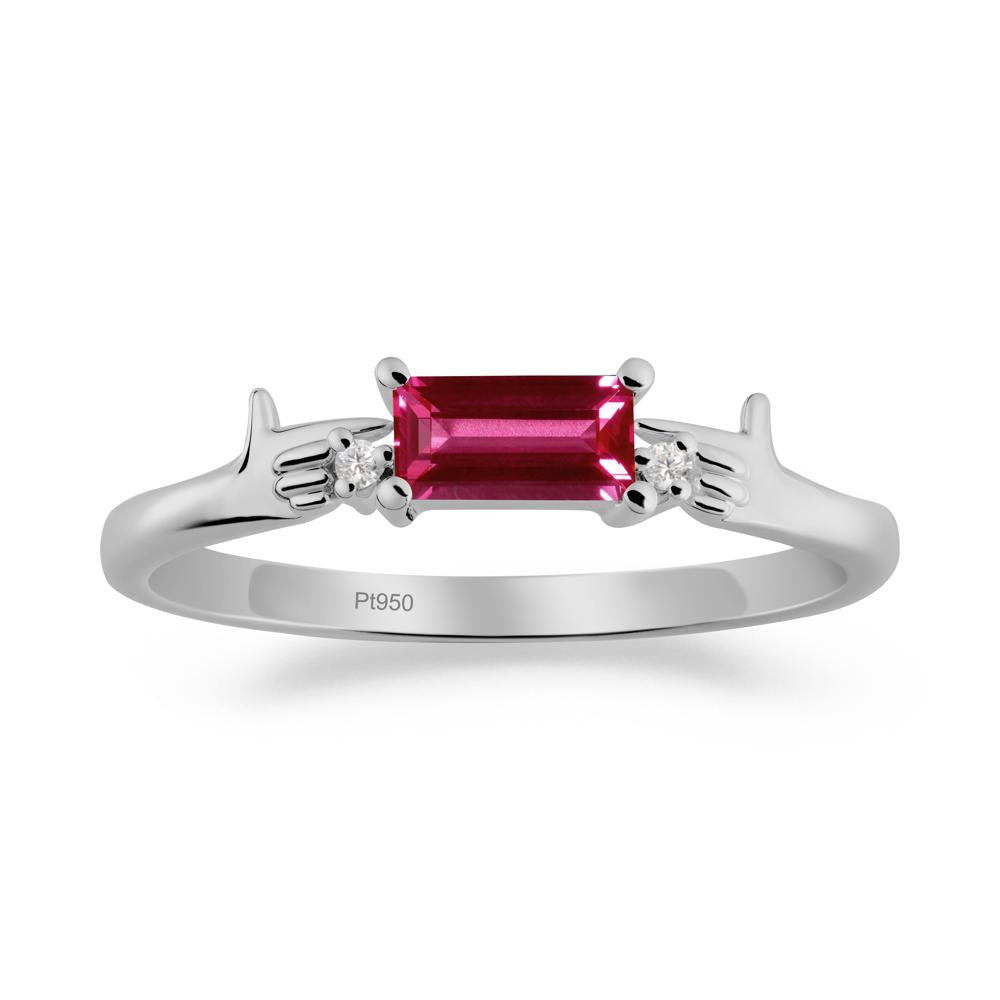 Creative Baguette Ruby Ring - LUO Jewelry #metal_platinum
