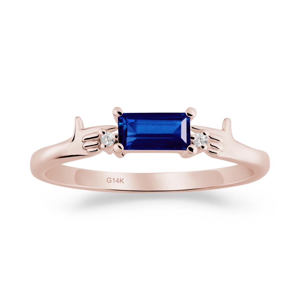 Creative Baguette Sapphire Ring - LUO Jewelry #metal_14k rose gold