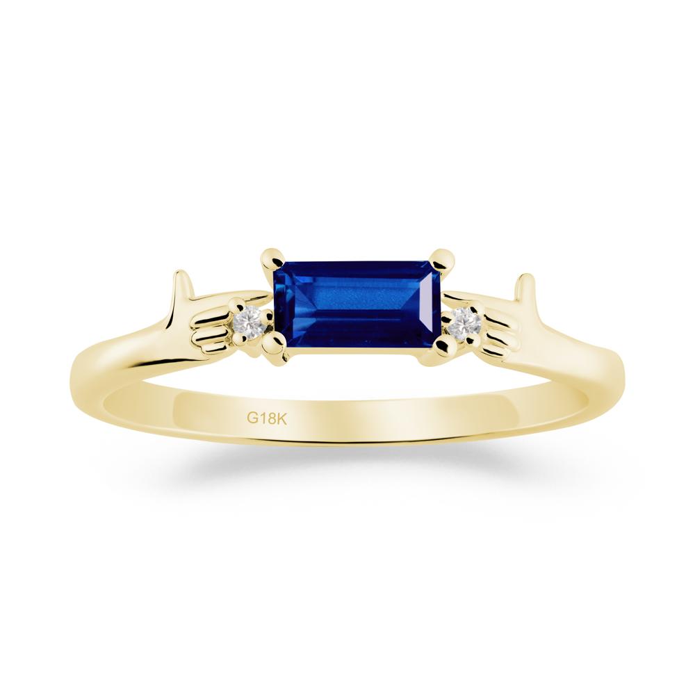 Creative Baguette Sapphire Ring - LUO Jewelry #metal_18k yellow gold